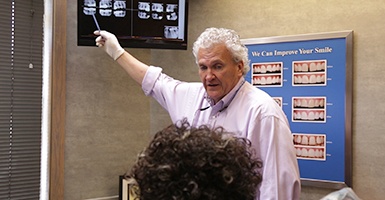 Dr. Steve Cobb showing an x-ray