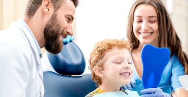 Boy in dentist chair