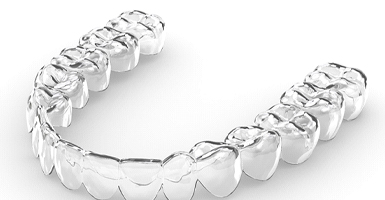 A digital image of a clear Invisalign aligner