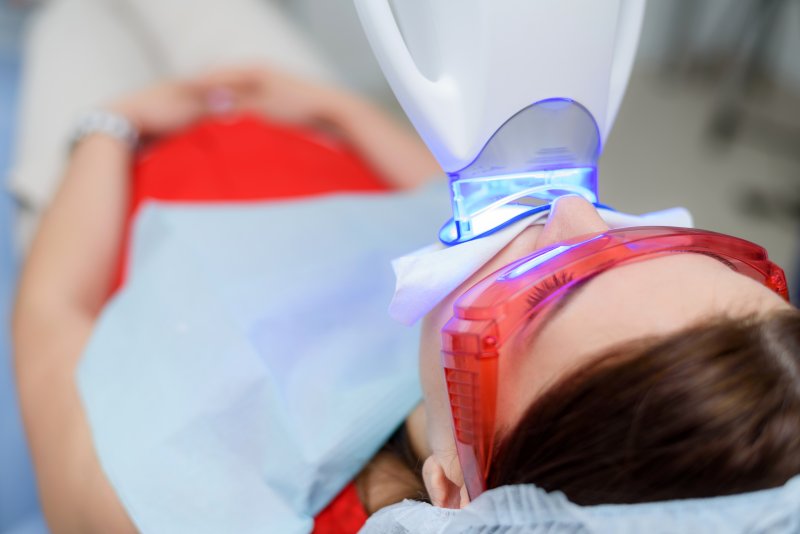 a patient undergoing professional teeth whitening