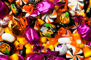 Large collection of candy for Halloween